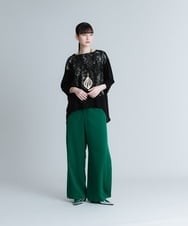 RHLGS01430 HIROKO KOSHINO(ヒロココシノ) 【洗える/日本製】サイドタックワイドパンツ グリーン