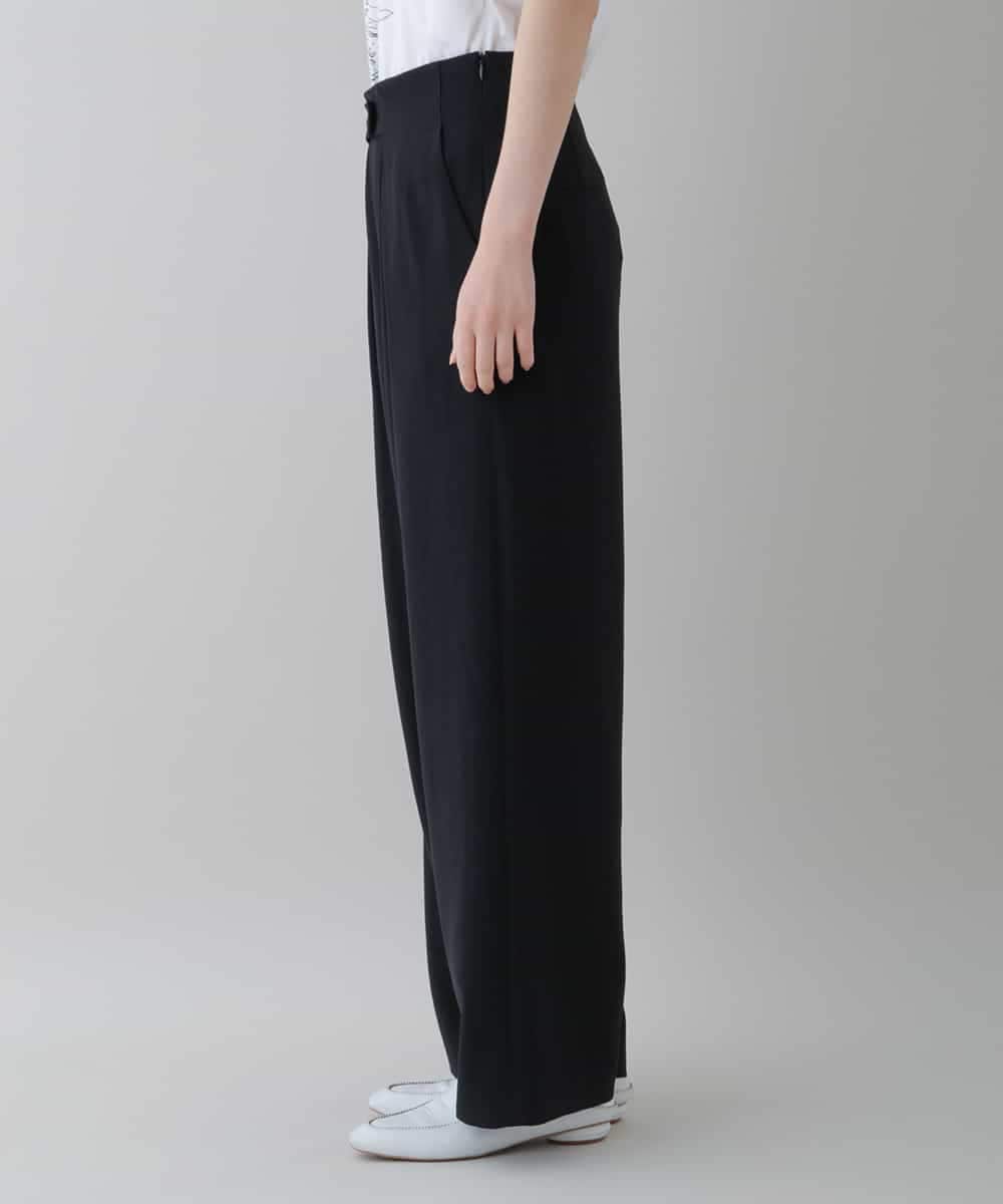 RHLGT22390 HIROKO KOSHINO(ヒロココシノ) 【日本製】ベルトアクセントワイドシルエットパンツ ブラック