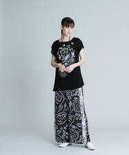 RHLGT27540 HIROKO KOSHINO(ヒロココシノ) 【洗える】アートフルーツリラクシーパンツ ブルー
