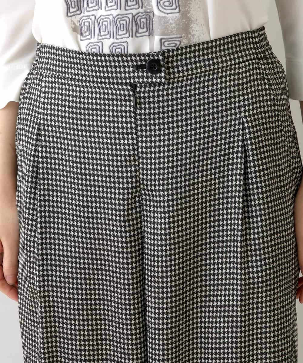 RHLGV01490 HIROKO KOSHINO(ヒロココシノ) 【日本製】サテン千鳥デザインワイドパンツ グレー
