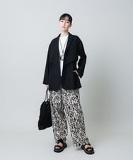RHLHB01690 HIROKO KOSHINO(ヒロココシノ) コットンリネンダマスク柄パンツ /日本製 ベージュ