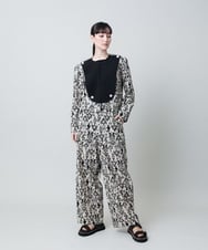 RHLHB01690 HIROKO KOSHINO(ヒロココシノ) コットンリネンダマスク柄パンツ /日本製 ベージュ