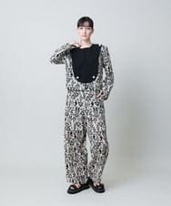 RHLHB01690 HIROKO KOSHINO(ヒロココシノ) コットンリネンダマスク柄パンツ /日本製 ベージュ