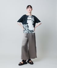 RHLHB02540 HIROKO KOSHINO(ヒロココシノ) サテンワイドデザインパンツ /日本製 ベージュ