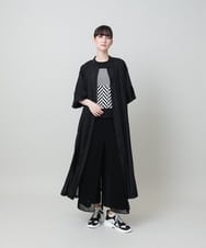 RHLHE01490 HIROKO KOSHINO(ヒロココシノ) シフォンレイヤードデザインワイドパンツ /日本製/洗える ブラック