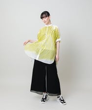 RHLHE01490 HIROKO KOSHINO(ヒロココシノ) シフォンレイヤードデザインワイドパンツ /日本製/洗える ブラック