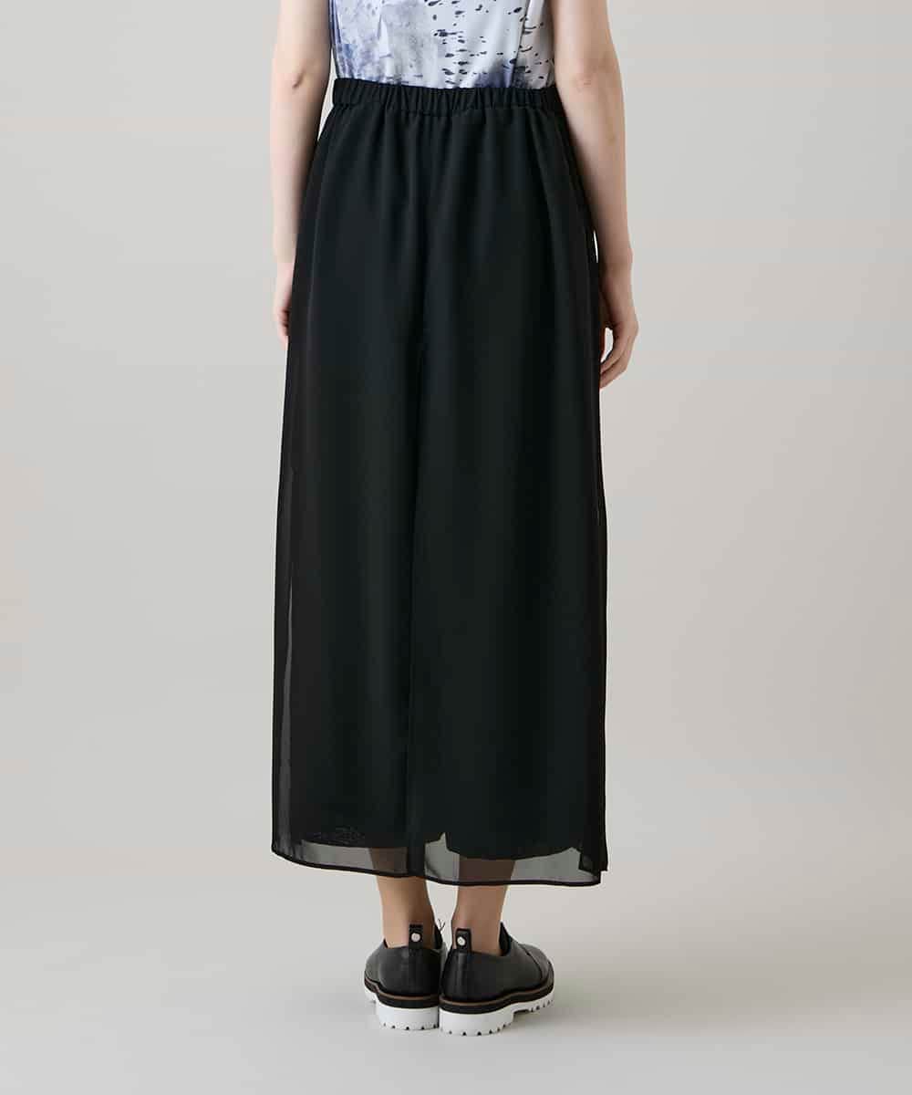 RHLHE01490 HIROKO KOSHINO(ヒロココシノ) シフォンレイヤードデザインワイドパンツ /日本製/洗える ブラック