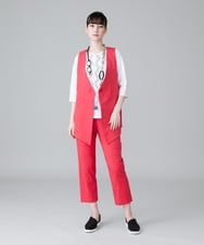 RHLHW32390 HIROKO KOSHINO(ヒロココシノ) 切り替えラインオックス調ストレッチパンツ /日本製/洗える ピンク