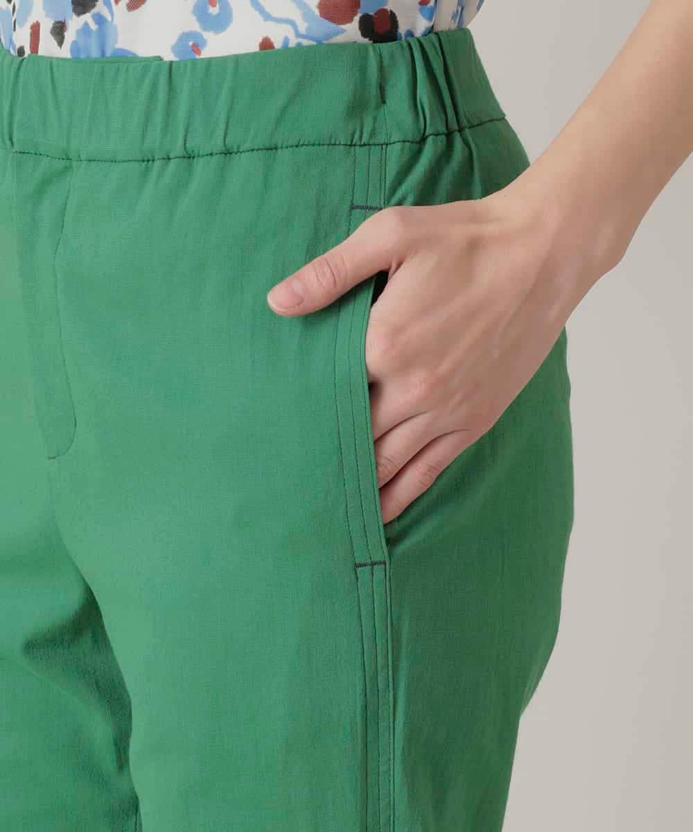 リネン混ストレッチスリムパンツ/日本製/洗える(フルレングスパンツ