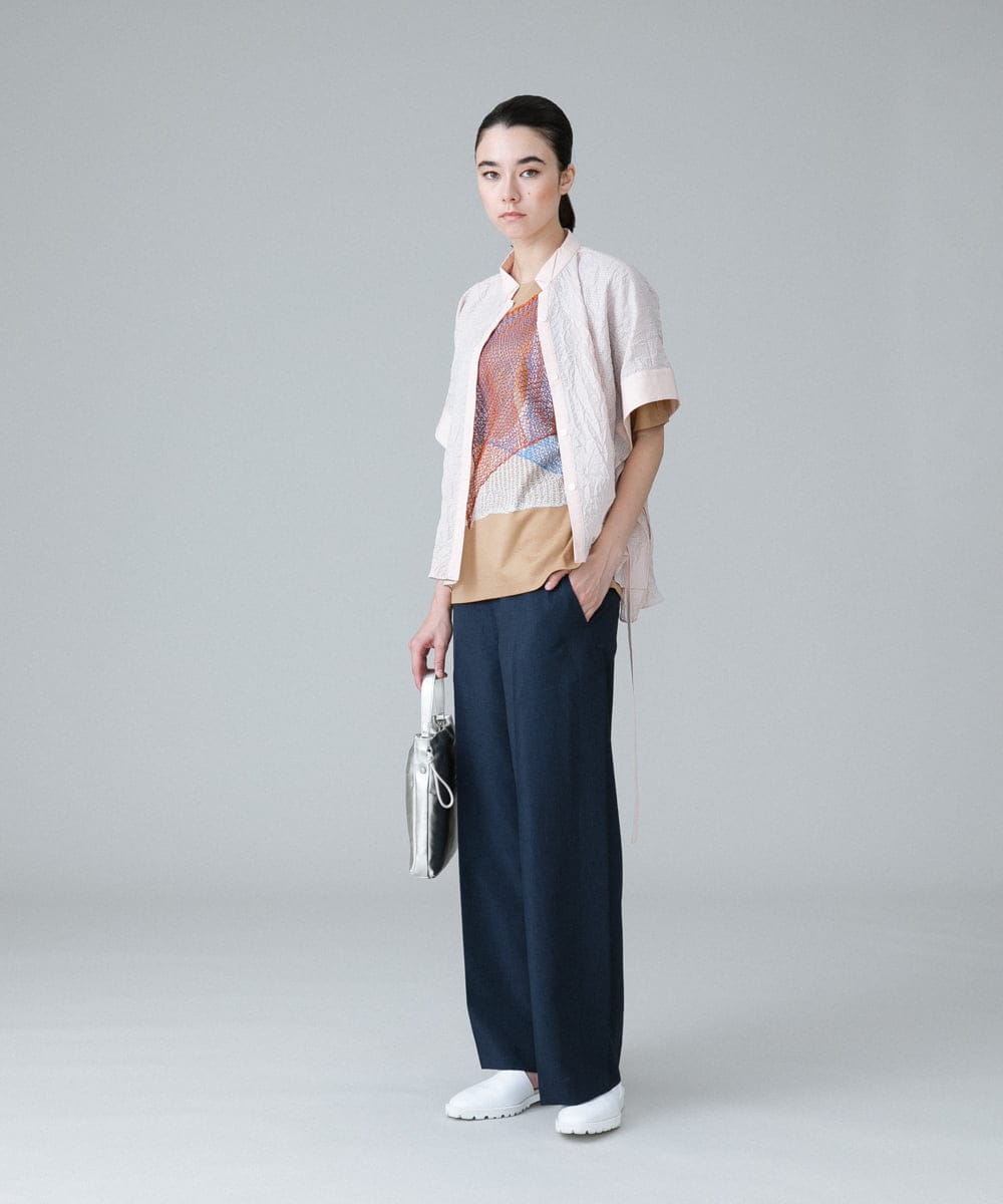 RHLIW40390 HIROKO KOSHINO(ヒロココシノ) タックプリーツデザインワイドパンツ /日本製 ネイビー