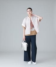RHLIW40390 HIROKO KOSHINO(ヒロココシノ) タックプリーツデザインワイドパンツ /日本製 ネイビー