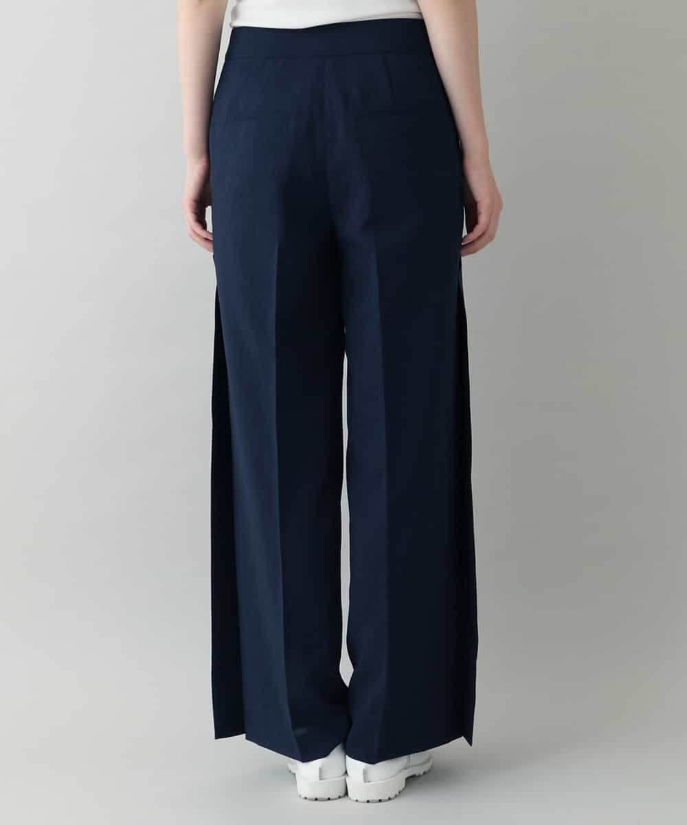 RHLIW40390 HIROKO KOSHINO(ヒロココシノ) タックプリーツデザインワイドパンツ /日本製 ネイビー