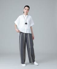 RHLIW43430 HIROKO KOSHINO(ヒロココシノ) イレギュラーストライプワイドパンツ /日本製 ネイビー