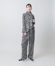 RHLJE20490 HIROKO KOSHINO(ヒロココシノ) アニマル柄サテンプリントパンツ /日本製/洗える ブラック