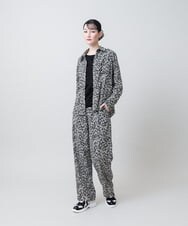 RHLJE20490 HIROKO KOSHINO(ヒロココシノ) アニマル柄サテンプリントパンツ /日本製/洗える ブラック