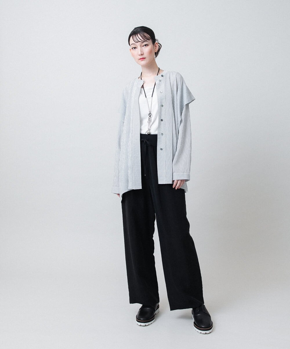 RHLJE27390 HIROKO KOSHINO(ヒロココシノ) ドレープワイドパンツ /日本製/洗える ブラック