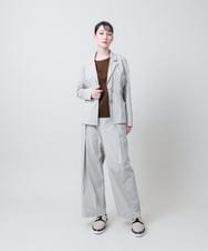 RHLJF26590 HIROKO KOSHINO(ヒロココシノ) 【WEB/京王百貨店新宿店限定】先染めストライプストレートパンツ /日本製/洗える グレー
