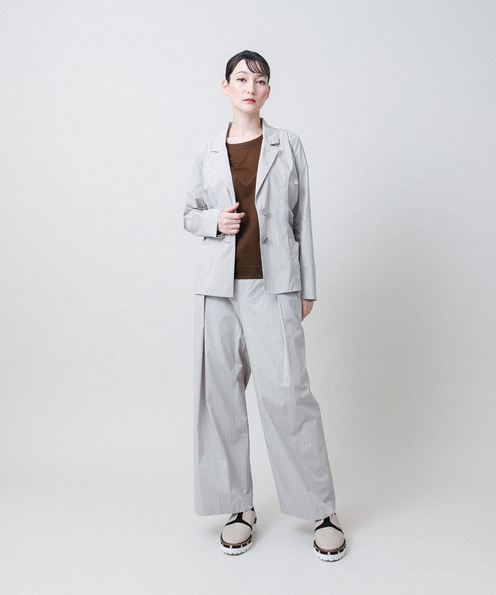 RHLJF26590 HIROKO KOSHINO(ヒロココシノ) 【WEB/京王百貨店新宿店限定】先染めストライプストレートパンツ /日本製/洗える グレー
