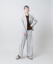 RHLJF26590 HIROKO KOSHINO(ヒロココシノ) 【WEB/京王百貨店新宿店限定】先染めストライプストレートパンツ /日本製/洗える グレー