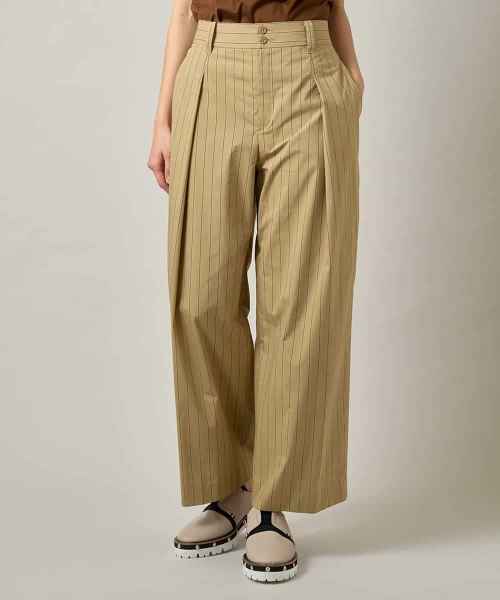 RHLJF26590 HIROKO KOSHINO(ヒロココシノ) 【WEB/京王百貨店新宿店限定】先染めストライプストレートパンツ /日本製/洗える ベージュ