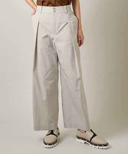 RHLJF26590 HIROKO KOSHINO 【WEB/京王百貨店新宿店限定】先染めストライプストレートパンツ /日本製/洗える