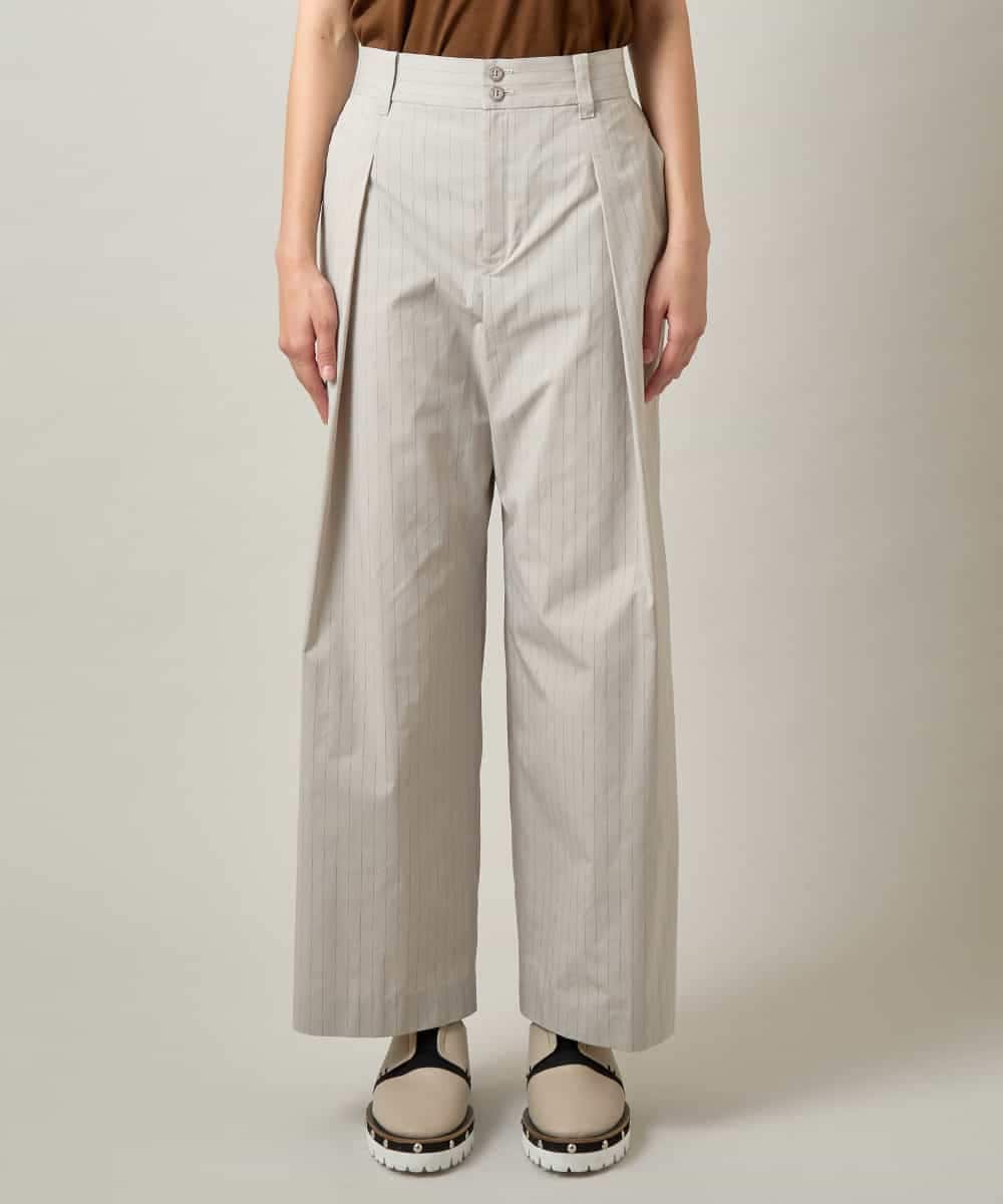 RHLJF26590 HIROKO KOSHINO(ヒロココシノ) 【WEB/京王百貨店新宿店限定】先染めストライプストレートパンツ /日本製/洗える グレー