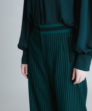 RHLJQ07490 HIROKO KOSHINO(ヒロココシノ) 【洗える/日本製】ストライププリントワイドパンツ グリーン