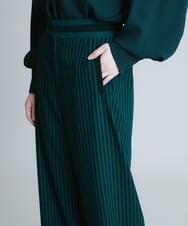RHLJQ07490 HIROKO KOSHINO(ヒロココシノ) 【洗える/日本製】ストライププリントワイドパンツ グリーン