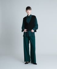 RHLJQ07490 HIROKO KOSHINO(ヒロココシノ) 【洗える/日本製】ストライププリントワイドパンツ グリーン