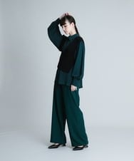 RHLJQ07490 HIROKO KOSHINO(ヒロココシノ) 【洗える/日本製】ストライププリントワイドパンツ グリーン