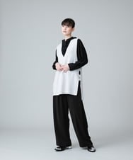 RHLJT01390 HIROKO KOSHINO(ヒロココシノ) 【洗える】ソフトツイルワイドパンツ ベージュ