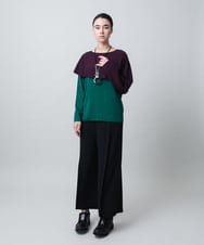 RHLLC60430 HIROKO KOSHINO(ヒロココシノ) ジョーゼットワイドパンツ/洗える ブラック