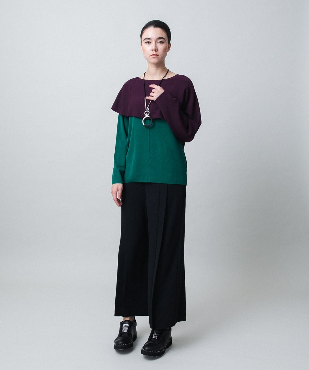 RHLLC60430 HIROKO KOSHINO(ヒロココシノ) ジョーゼットワイドパンツ/洗える ブラック