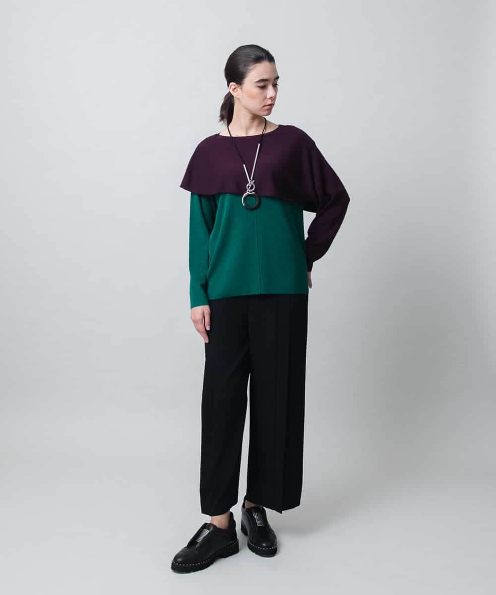 RHLLC60430 HIROKO KOSHINO(ヒロココシノ) ジョーゼットワイドパンツ/洗える ブラック