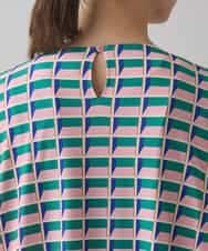 RHPAA22490 HIROKO KOSHINO(ヒロココシノ) 幾何学プリントベア天竺チュニック/日本製/洗える ピンク