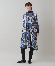 RHPAD04690 HIROKO KOSHINO(ヒロココシノ) アートプリントジャージーワンピース/日本製/洗える ベージュ