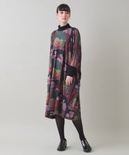 RHPAD04690 HIROKO KOSHINO(ヒロココシノ) アートプリントジャージーワンピース/日本製/洗える ブラック