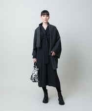 RHPAE11790 HIROKO KOSHINO(ヒロココシノ) タイディテールウールジャージーワンピース /日本製 ダークグレー