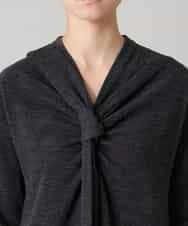 RHPAE11790 HIROKO KOSHINO(ヒロココシノ) タイディテールウールジャージーワンピース /日本製 ダークグレー