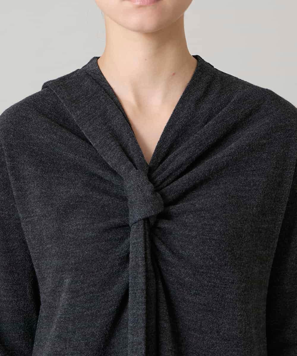 RHPAE11790 HIROKO KOSHINO(ヒロココシノ) タイディテールウールジャージーワンピース /日本製 ダークグレー