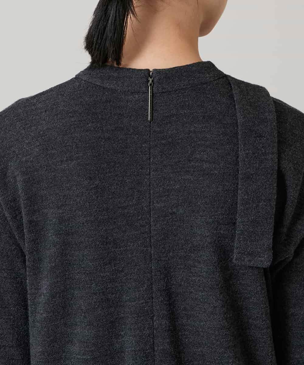 RHPAE11790 HIROKO KOSHINO(ヒロココシノ) タイディテールウールジャージーワンピース /日本製 ダークグレー