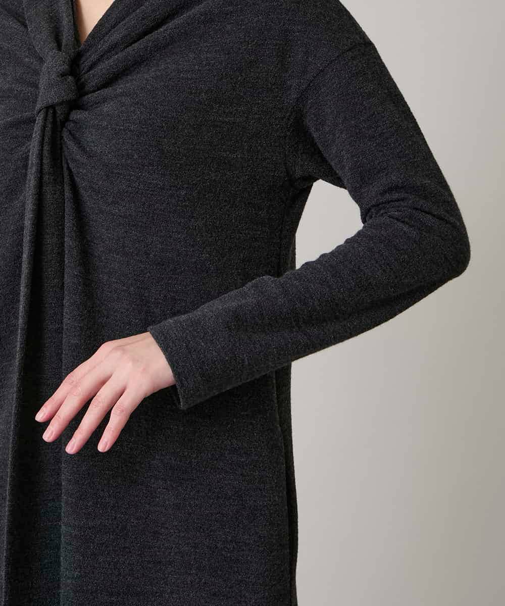 RHPAE11790 HIROKO KOSHINO(ヒロココシノ) タイディテールウールジャージーワンピース /日本製 ダークグレー