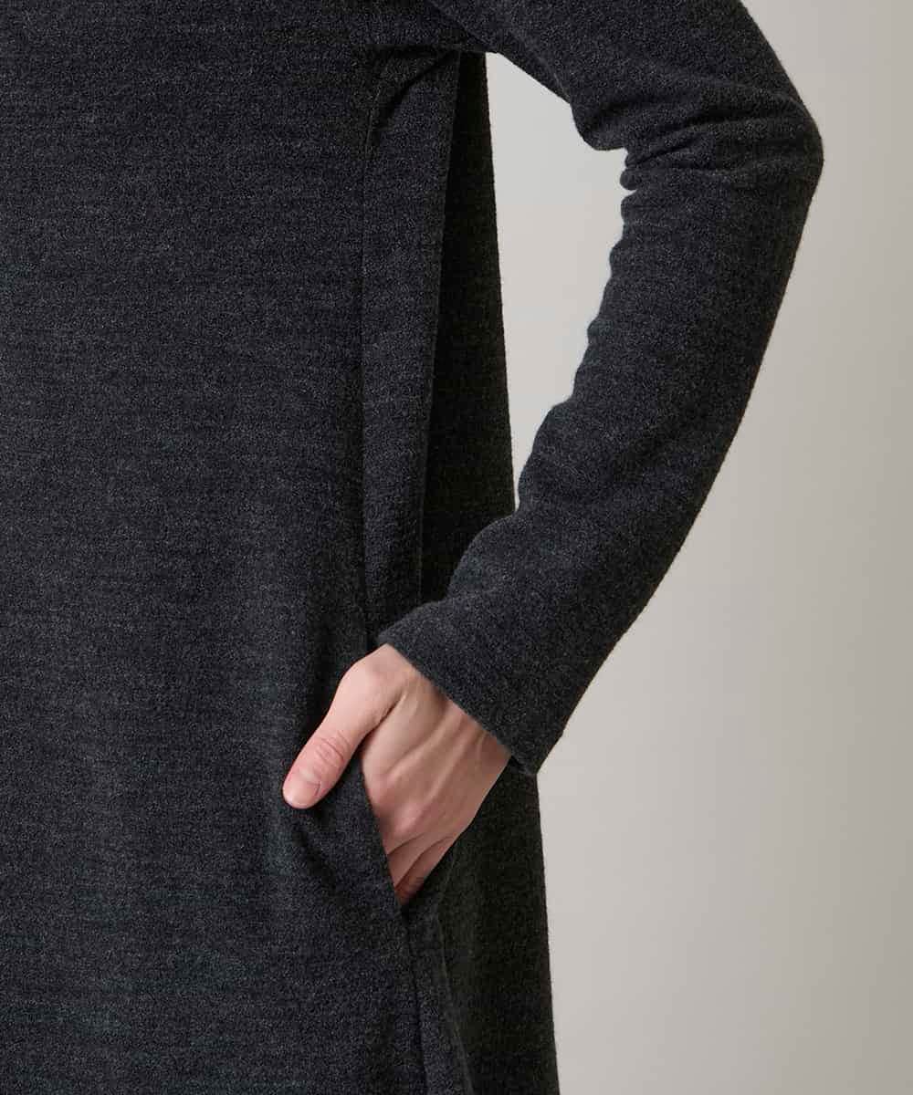 RHPAE11790 HIROKO KOSHINO(ヒロココシノ) タイディテールウールジャージーワンピース /日本製 ダークグレー