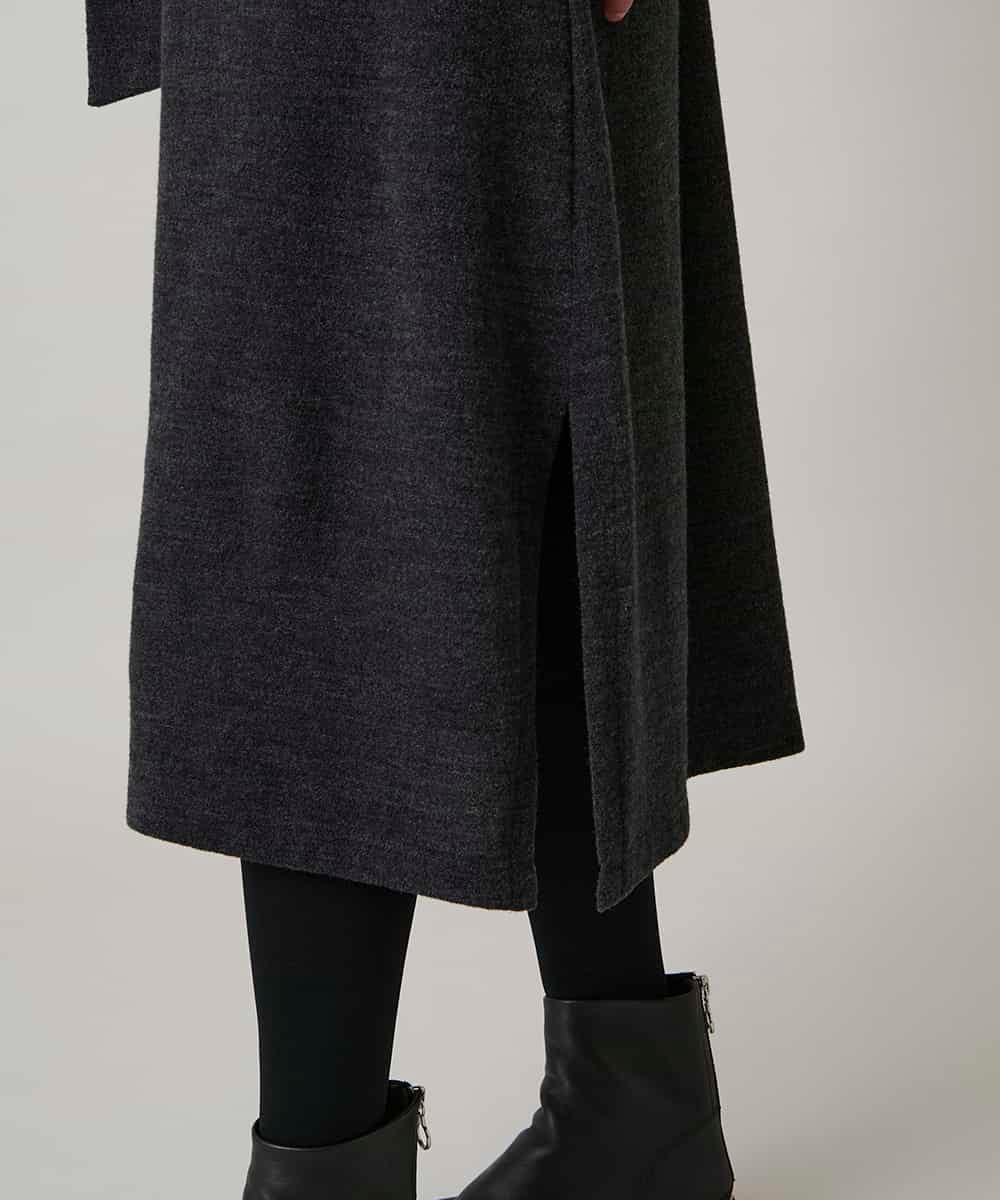 RHPAE11790 HIROKO KOSHINO(ヒロココシノ) タイディテールウールジャージーワンピース /日本製 ダークグレー