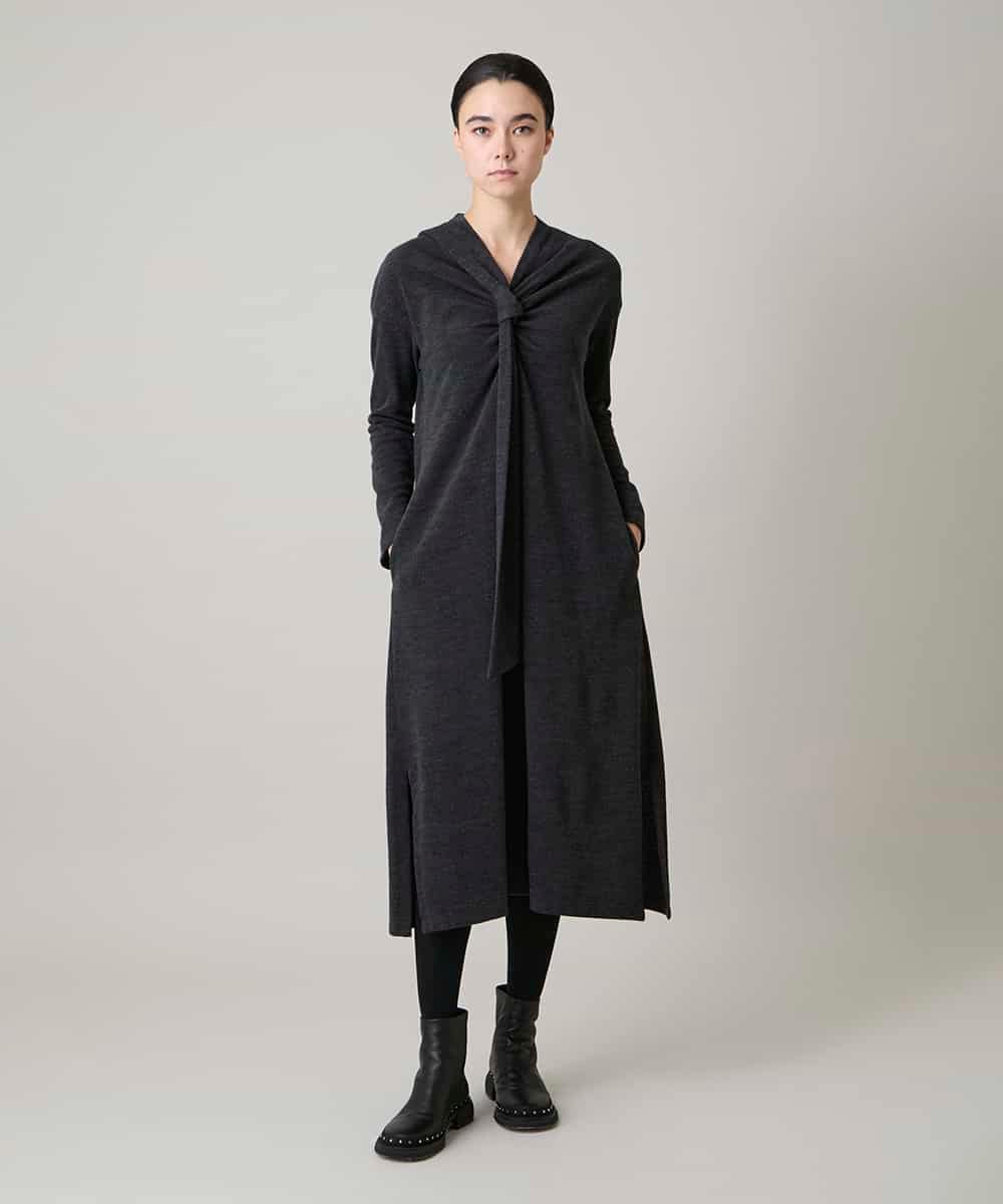 RHPAE11790 HIROKO KOSHINO タイディテールウールジャージーワンピース /日本製