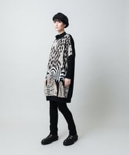 RHPAE14790 HIROKO KOSHINO(ヒロココシノ) 膨れジャカードデザインニットチュニック/日本製 イエロー