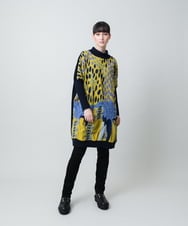 RHPAE14790 HIROKO KOSHINO(ヒロココシノ) 膨れジャカードデザインニットチュニック/日本製 イエロー