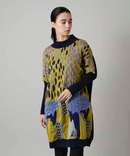 RHPAE14790 HIROKO KOSHINO 膨れジャカードデザインニットチュニック/日本製