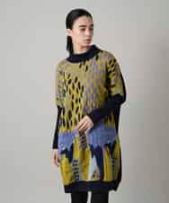 RHPAE14790 HIROKO KOSHINO(ヒロココシノ) 膨れジャカードデザインニットチュニック/日本製 イエロー