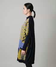 RHPAE14790 HIROKO KOSHINO(ヒロココシノ) 膨れジャカードデザインニットチュニック/日本製 イエロー